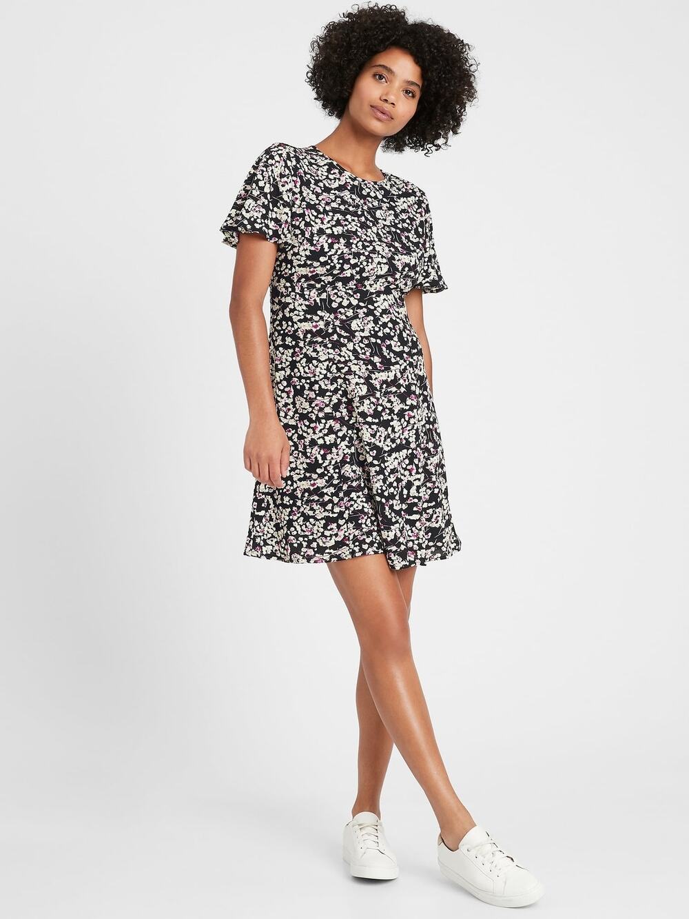BANANA REPUBLIC | Women’s Flutter Sleeve Mini Dress NEW $129 Size 4 Black Floral